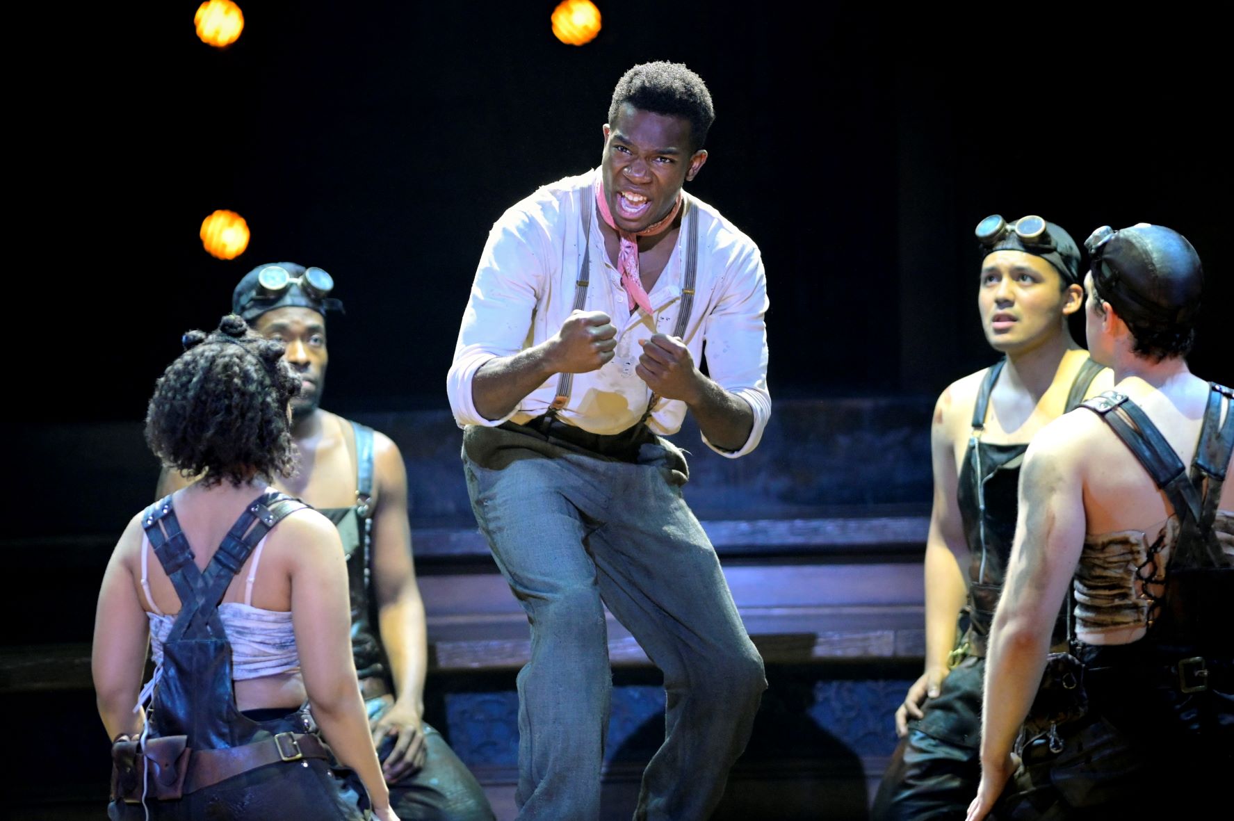 Chibueze Ihuoma and company in the Hadestown North American Tour photo by Kevin Berne